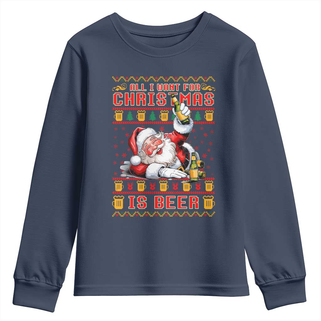 Funny Christmas Beer Youth Sweatshirt It's the Most Wonderful Time For A Beer TS09 Navy Print Your Wear