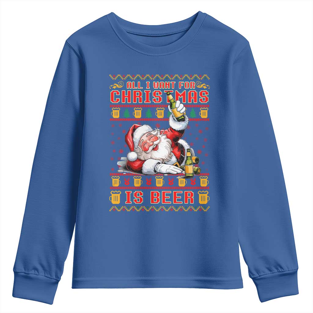 Funny Christmas Beer Youth Sweatshirt It's the Most Wonderful Time For A Beer TS09 Royal Blue Print Your Wear