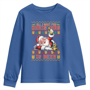 Funny Christmas Beer Youth Sweatshirt It's the Most Wonderful Time For A Beer TS09 Royal Blue Print Your Wear