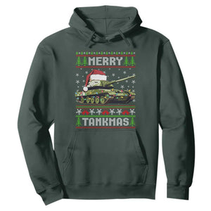Funny Christmas Veteran Hoodie Merry Tankmas Tank Military Army TS09 Dark Forest Green Print Your Wear