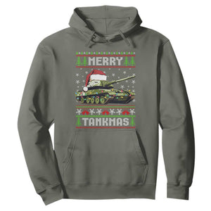 Funny Christmas Veteran Hoodie Merry Tankmas Tank Military Army TS09 Military Green Print Your Wear