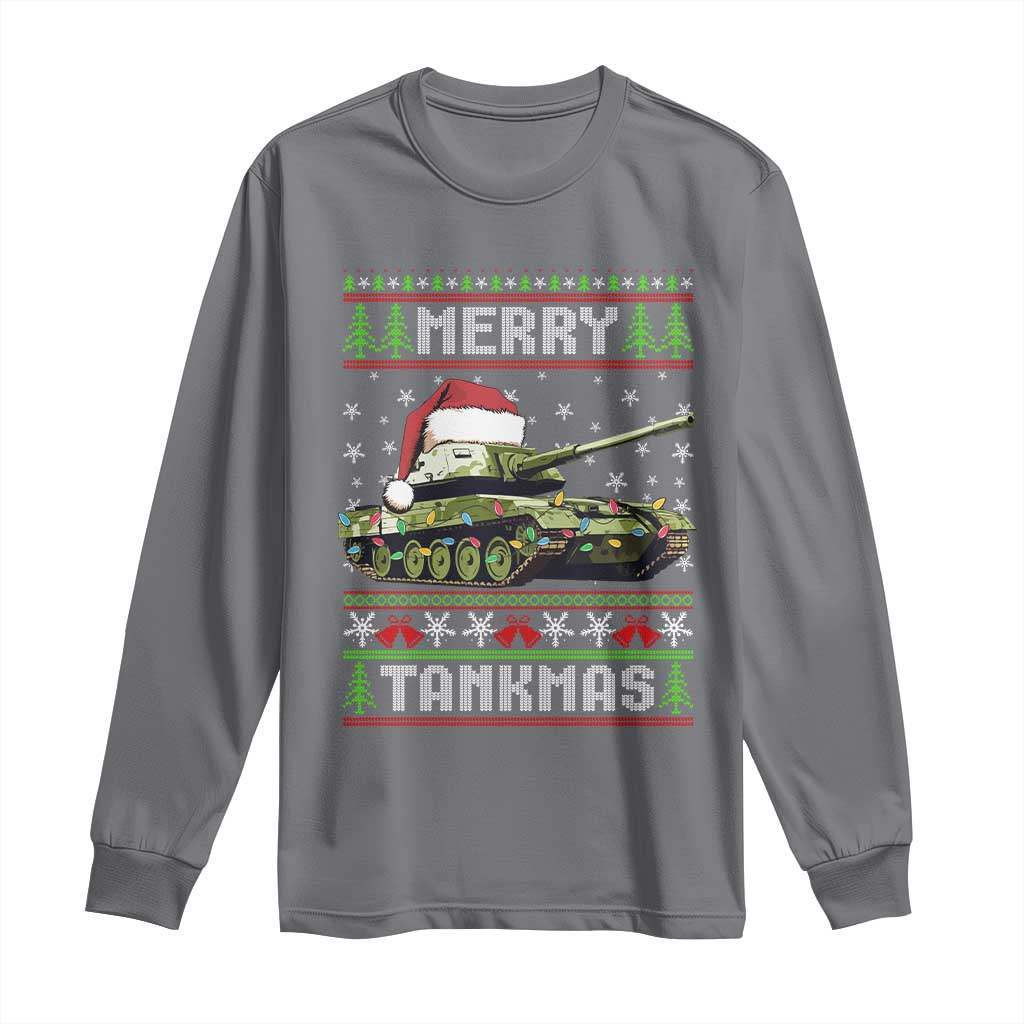 Funny Christmas Veteran Long Sleeve Shirt Merry Tankmas Tank Military Army TS09 Charcoal Print Your Wear