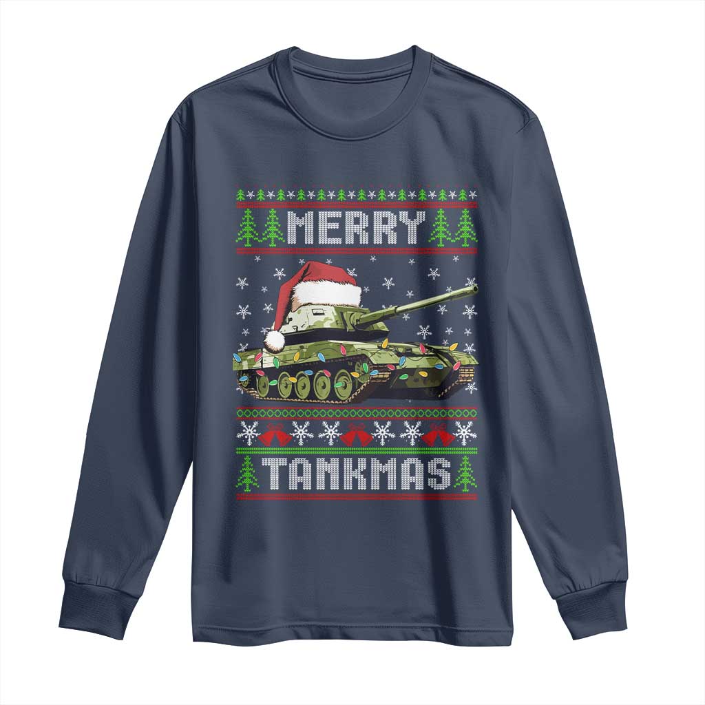 Funny Christmas Veteran Long Sleeve Shirt Merry Tankmas Tank Military Army TS09 Navy Print Your Wear