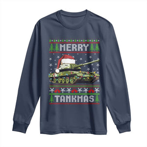 Funny Christmas Veteran Long Sleeve Shirt Merry Tankmas Tank Military Army TS09 Navy Print Your Wear