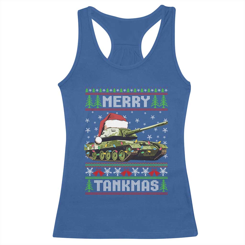 Funny Christmas Veteran Racerback Tank Top Merry Tankmas Tank Military Army TS09 Royal Blue Print Your Wear
