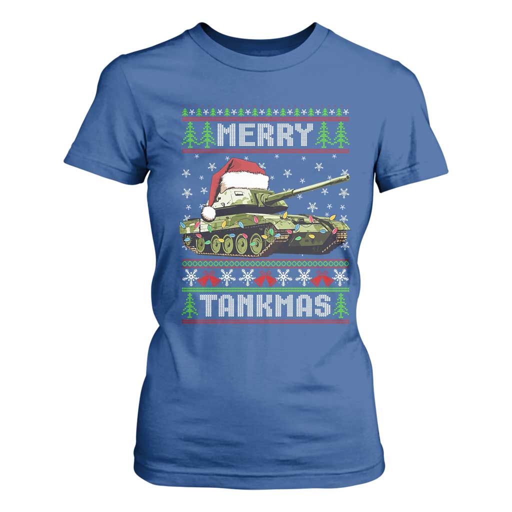 Funny Christmas Veteran T Shirt For Women Merry Tankmas Tank Military Army TS09 Royal Blue Print Your Wear