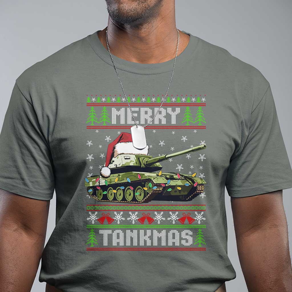 Funny Christmas Veteran T Shirt Merry Tankmas Tank Military Army TS09 Military Green Print Your Wear