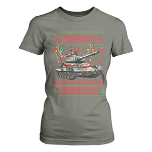 Funny Christmas Military T Shirt For Women Merry Tankmas Tank Veteran Army TS09 Military Green Print Your Wear