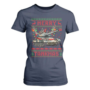 Funny Christmas Military T Shirt For Women Merry Tankmas Tank Veteran Army TS09 Navy Print Your Wear