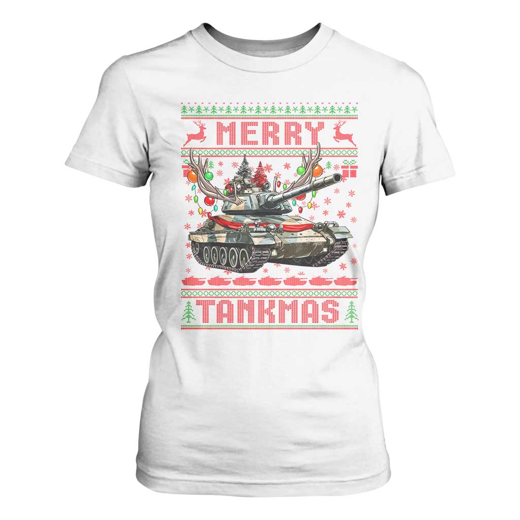 Funny Christmas Military T Shirt For Women Merry Tankmas Tank Veteran Army TS09 White Print Your Wear