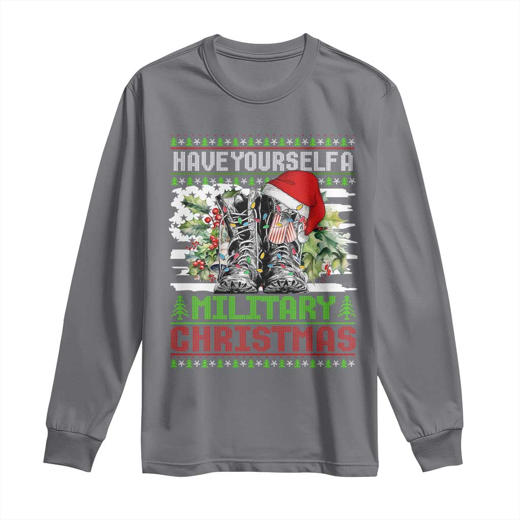 Funny Christmas Veteran Long Sleeve Shirt Have Yourself A Military Christmas TS09 Charcoal Print Your Wear