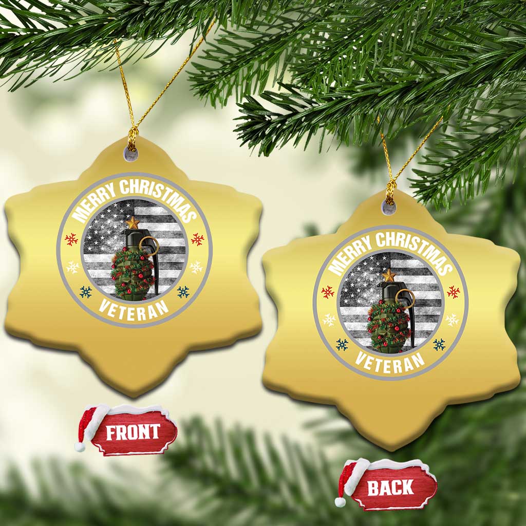 Merry Xmas Veteran Christmas Ornament Grenade Christmas Tree America Flag Patriotic TS09 Snow Flake Gold Print Your Wear
