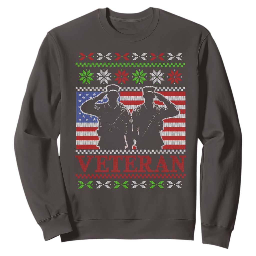 Christmas Veteran Sweatshirt Soldier America Flag Patriotic TS09 Dark Chocolate Print Your Wear