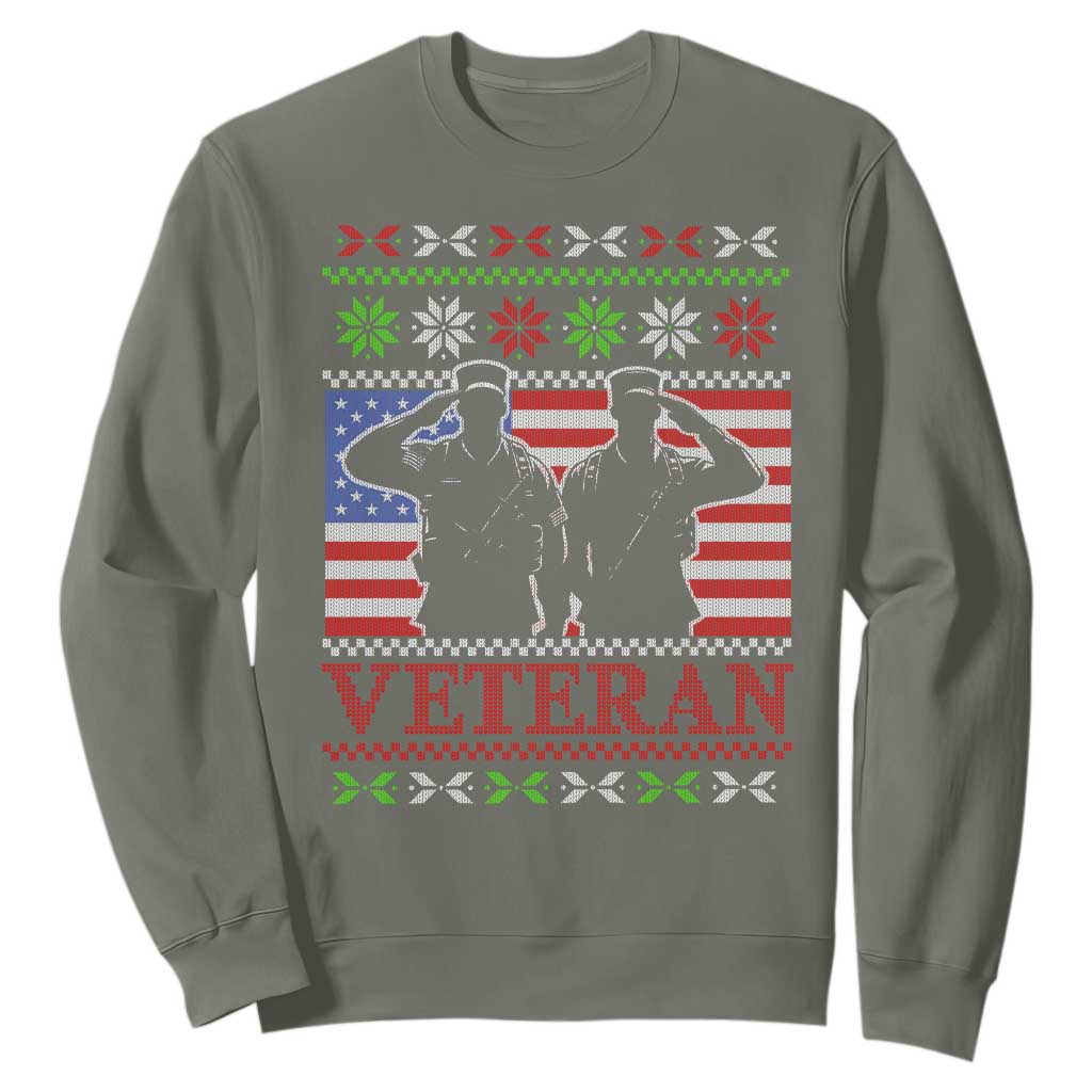 Christmas Veteran Sweatshirt Soldier America Flag Patriotic TS09 Military Green Print Your Wear