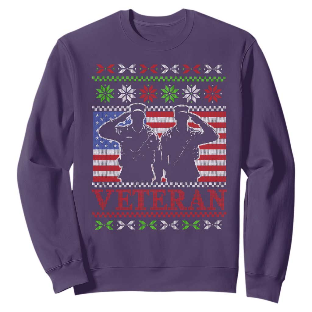 Christmas Veteran Sweatshirt Soldier America Flag Patriotic TS09 Purple Print Your Wear