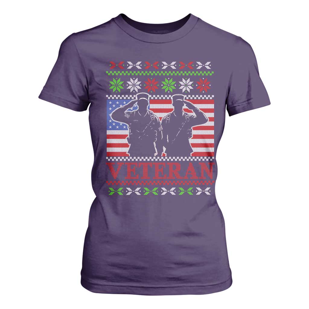 Christmas Veteran T Shirt For Women Soldier America Flag Patriotic TS09 Purple Print Your Wear