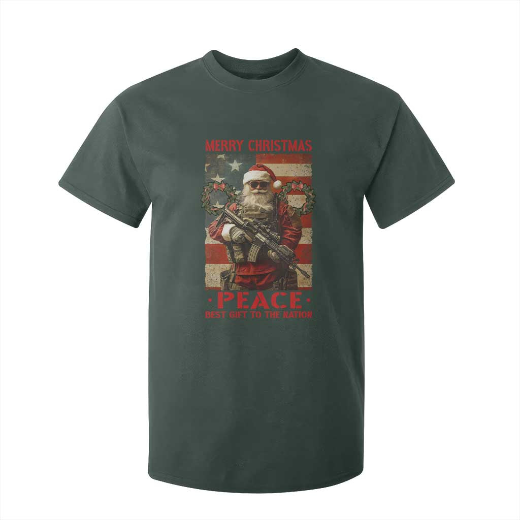 Christmas Veteran T Shirt For Kid Peace Best Gift To The Nation Santa Army TS09 Dark Forest Green Print Your Wear