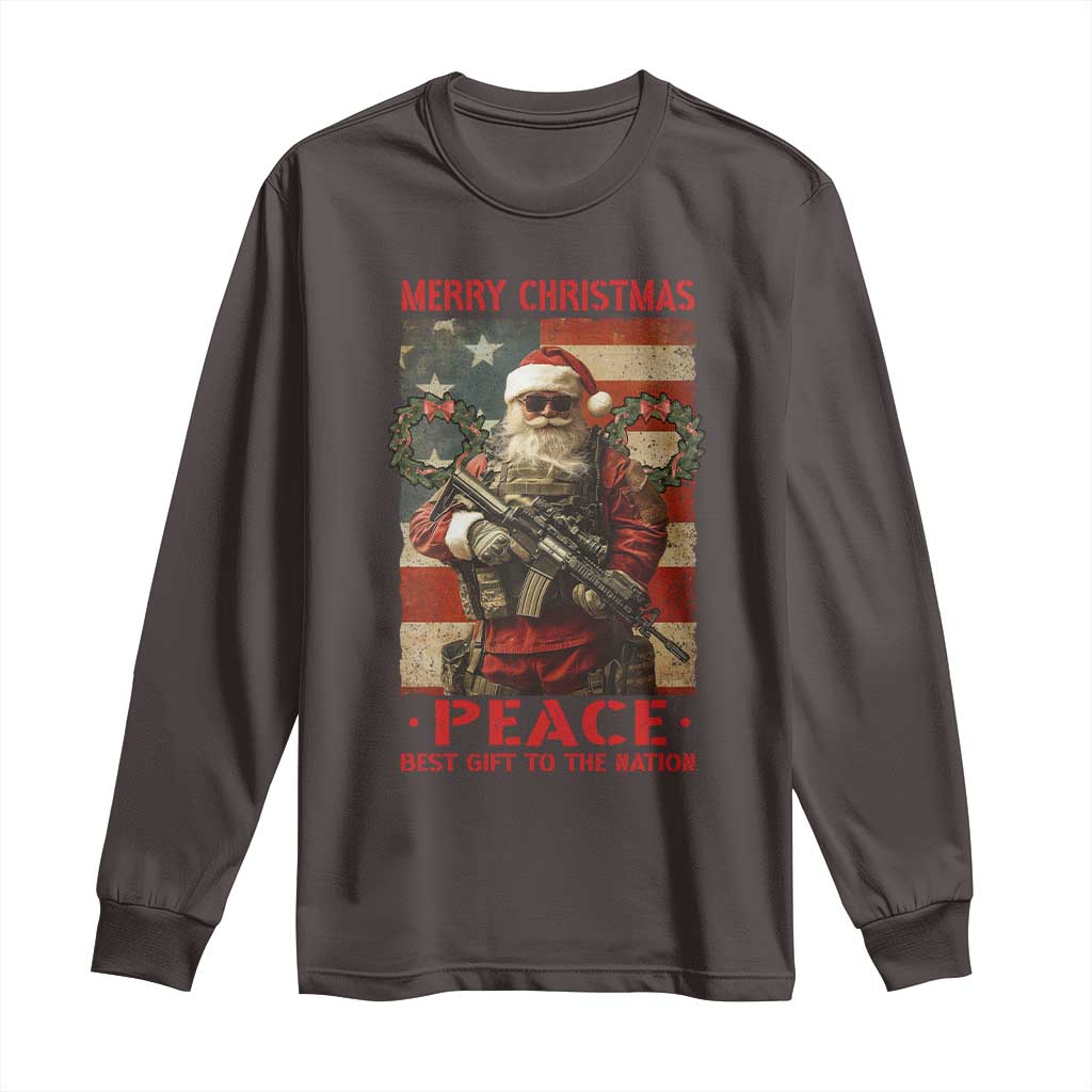 Christmas Veteran Long Sleeve Shirt Peace Best Gift To The Nation Santa Army TS09 Dark Chocolate Print Your Wear