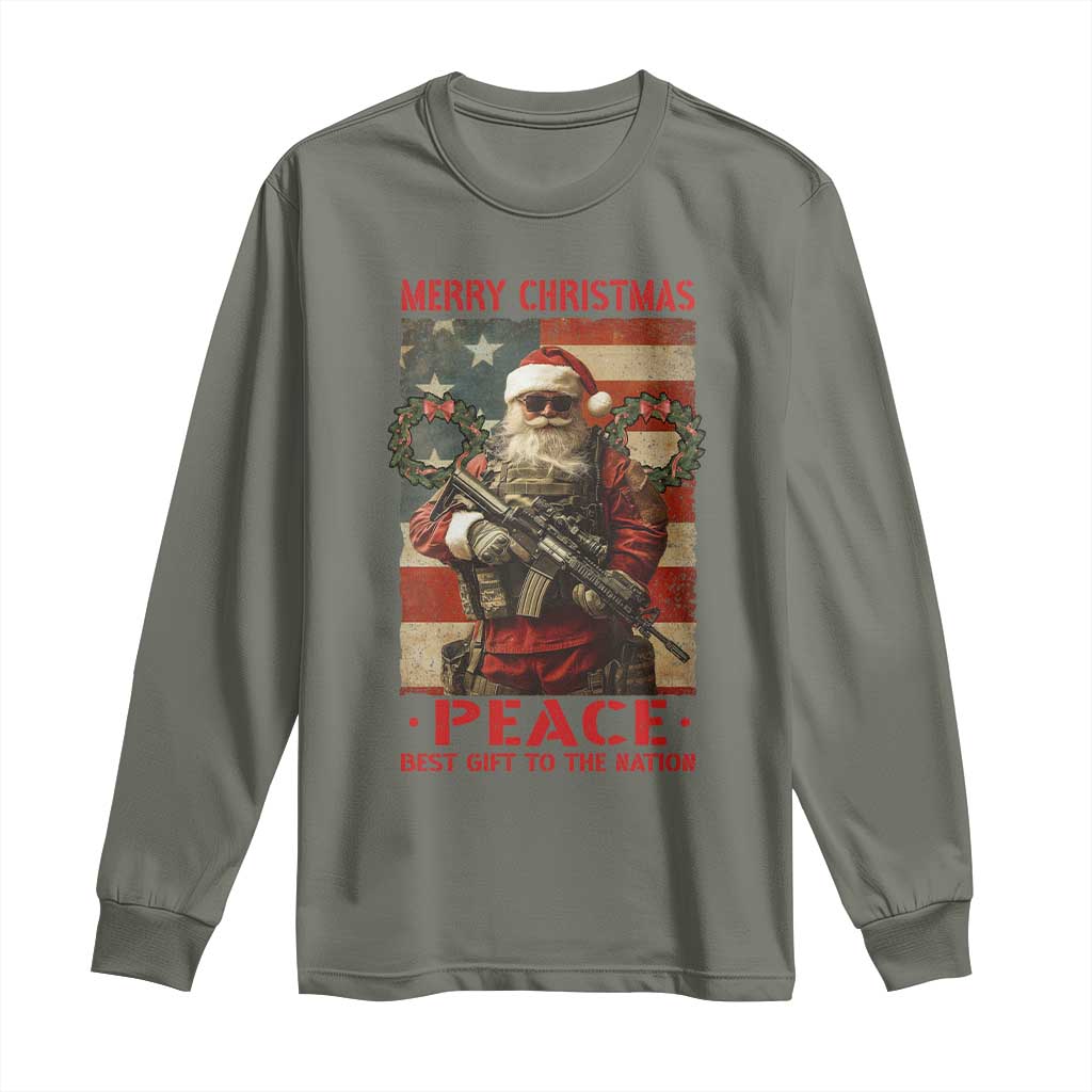 Christmas Veteran Long Sleeve Shirt Peace Best Gift To The Nation Santa Army TS09 Military Green Print Your Wear