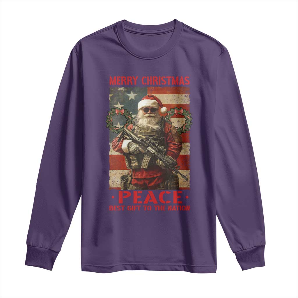 Christmas Veteran Long Sleeve Shirt Peace Best Gift To The Nation Santa Army TS09 Purple Print Your Wear