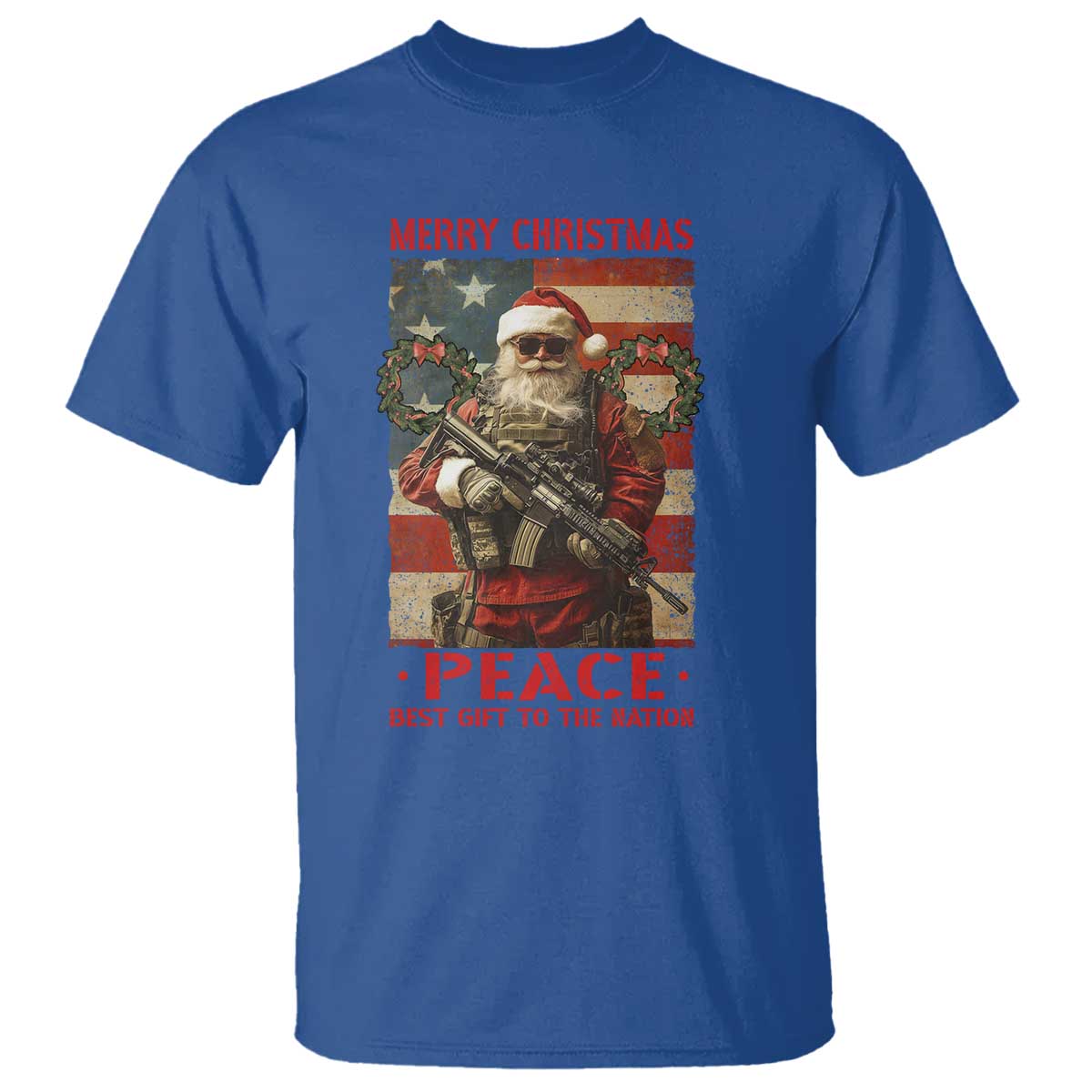 Christmas Veteran T Shirt Peace Best Gift To The Nation Santa Army TS09 Royal Blue Print Your Wear