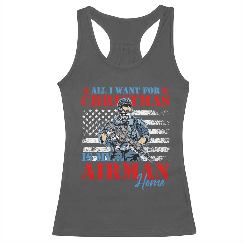 All I Want For Christmas Is My Airman Home Racerback Tank Top TS09 Dark Heather Print Your Wear