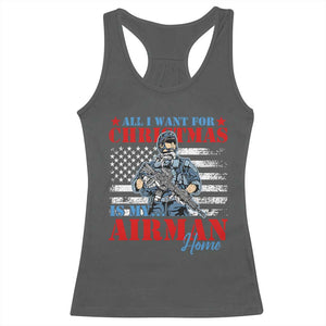 All I Want For Christmas Is My Airman Home Racerback Tank Top TS09 Dark Heather Print Your Wear