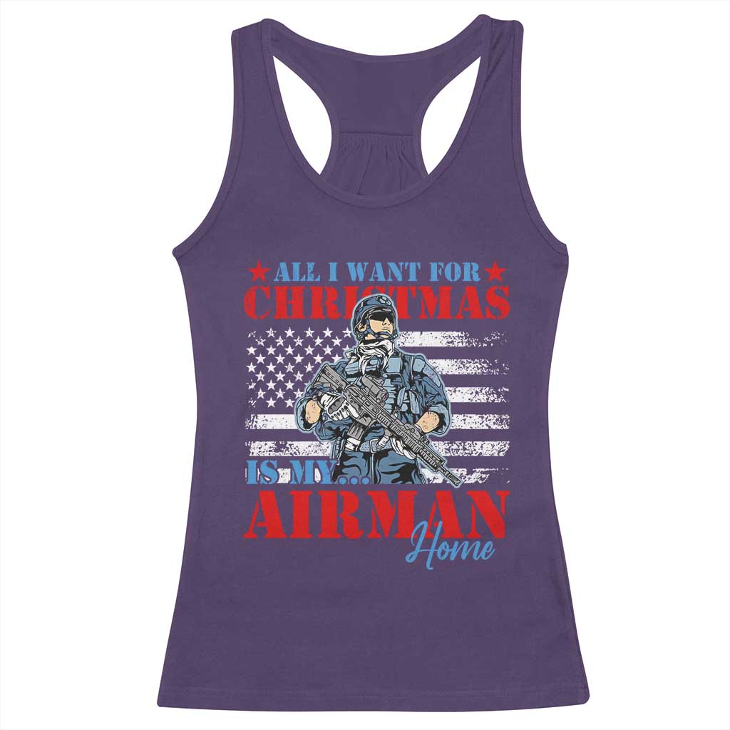 All I Want For Christmas Is My Airman Home Racerback Tank Top TS09 Purple Print Your Wear