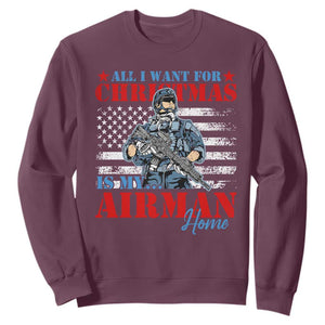All I Want For Christmas Is My Airman Home Sweatshirt TS09 Maroon Print Your Wear