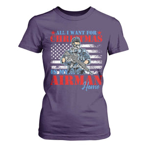 All I Want For Christmas Is My Airman Home T Shirt For Women TS09 Purple Print Your Wear