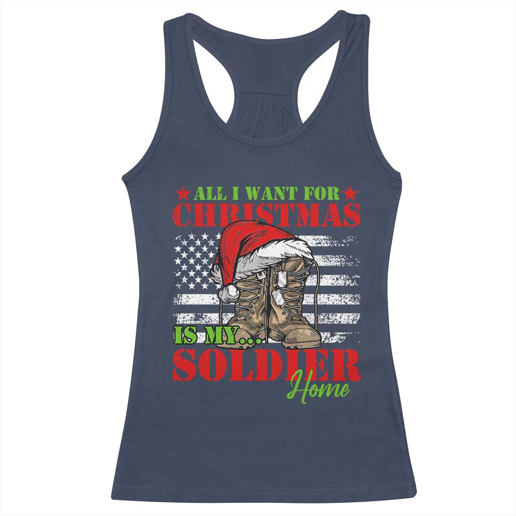 All I Want For Christmas Is My Soldier Home Racerback Tank Top TS09 Navy Print Your Wear
