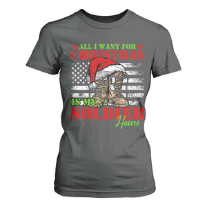 All I Want For Christmas Is My Soldier Home T Shirt For Women TS09 Dark Heather Print Your Wear