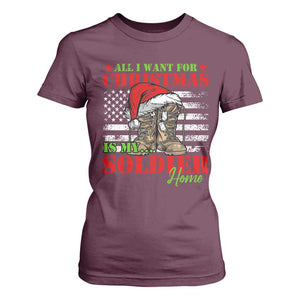 All I Want For Christmas Is My Soldier Home T Shirt For Women TS09 Maroon Print Your Wear