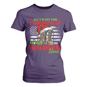 All I Want For Christmas Is My Soldier Home T Shirt For Women TS09 Purple Print Your Wear