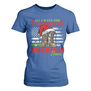 All I Want For Christmas Is My Soldier Home T Shirt For Women TS09 Royal Blue Print Your Wear