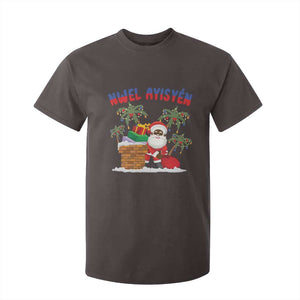 Funny Haitian Christmas T Shirt For Kid Nwel Ayisen Creole Santa Palm Tree TS09 Dark Chocolate Print Your Wear