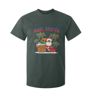 Funny Haitian Christmas T Shirt For Kid Nwel Ayisen Creole Santa Palm Tree TS09 Dark Forest Green Print Your Wear