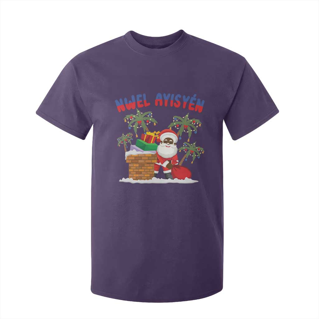 Funny Haitian Christmas T Shirt For Kid Nwel Ayisen Creole Santa Palm Tree TS09 Purple Print Your Wear