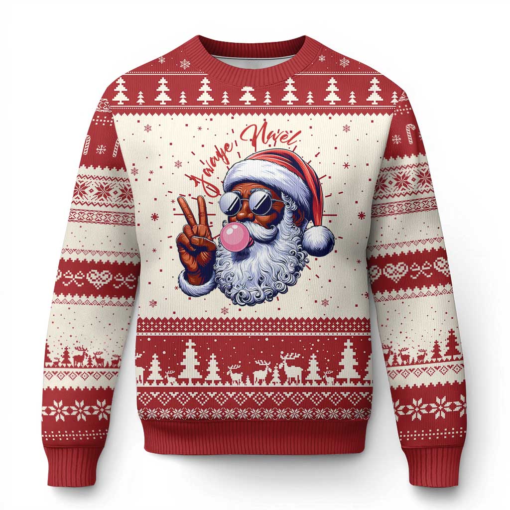 Funny Haitian Xmas Ugly Christmas Sweater Jwaye Nwel Creole Cute Black Santa TS09 Red Print Your Wear
