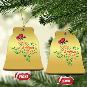 Merry Christmas Y'All Texas Christmas Ornament TS09 Bell Flake Gold Print Your Wear
