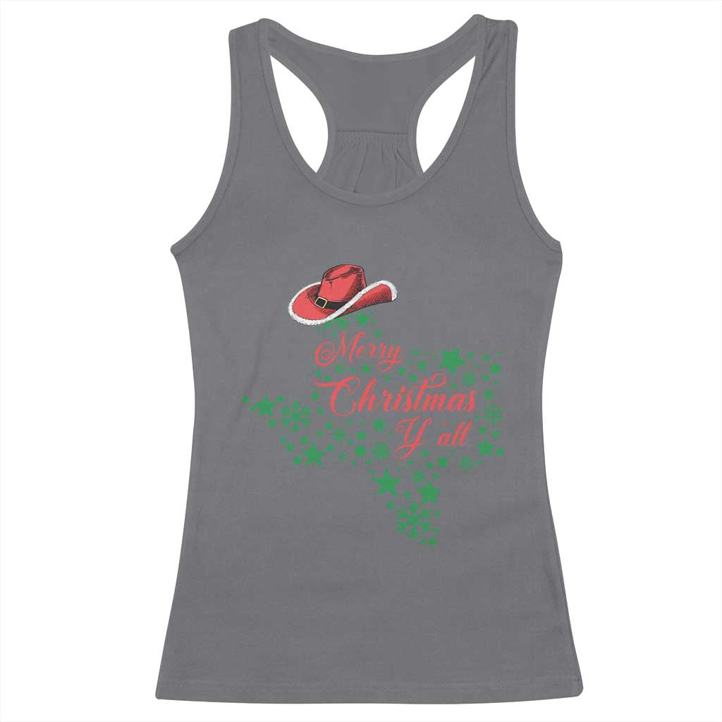 Merry Christmas Y'All Texas Racerback Tank Top TS09 Charcoal Print Your Wear