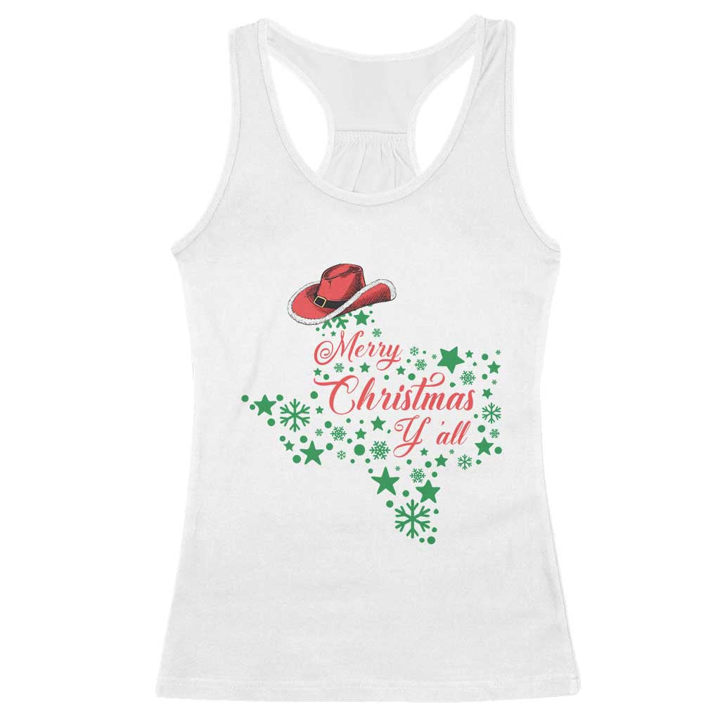 Merry Christmas Y'All Texas Racerback Tank Top TS09 White Print Your Wear
