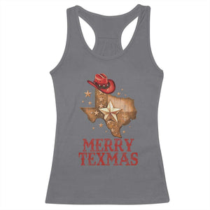 Christmas In Texas Racerback Tank Top Merry Texmas Santa Cowboy Hat TS09 Charcoal Print Your Wear
