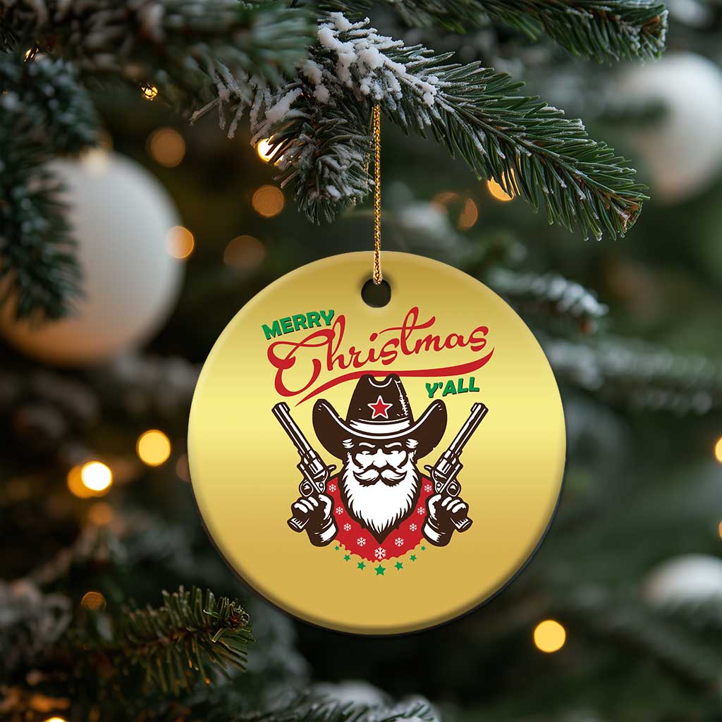 Merry Christmas Y'All Texas Cowboy Santa Christmas Ornament TS09 Print Your Wear