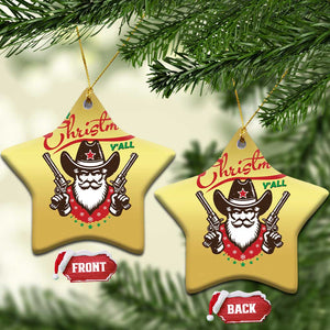 Merry Christmas Y'All Texas Cowboy Santa Christmas Ornament TS09 Star Gold Print Your Wear