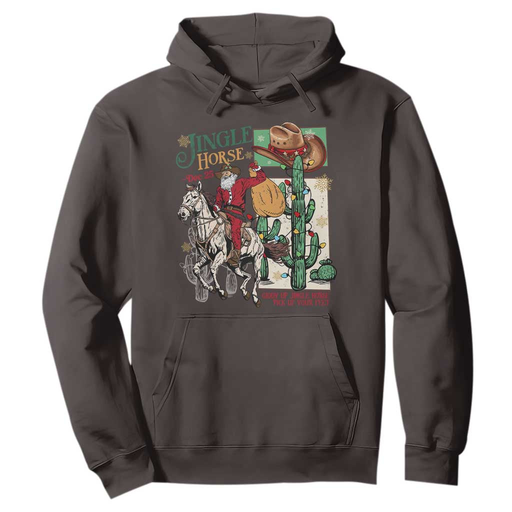 Western Christmas Hoodie Jingle Horse Pick Up Your Feet Cowboy Santa Rider TS09 Dark Chocolate Print Your Wear