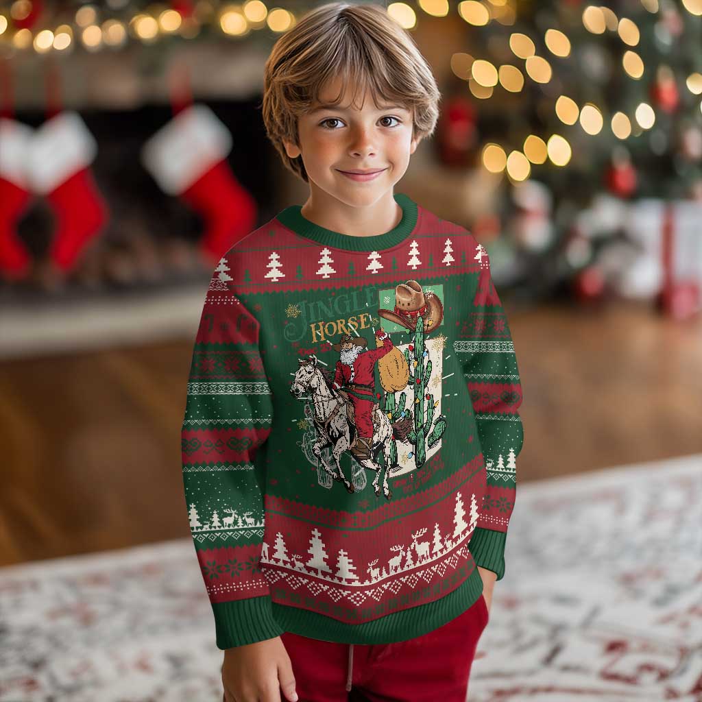 Western Xmas Ugly Christmas Sweater Jingle Horse Pick Up Your Feet Cowboy Santa Rider TS09 Christmas Print Your Wear