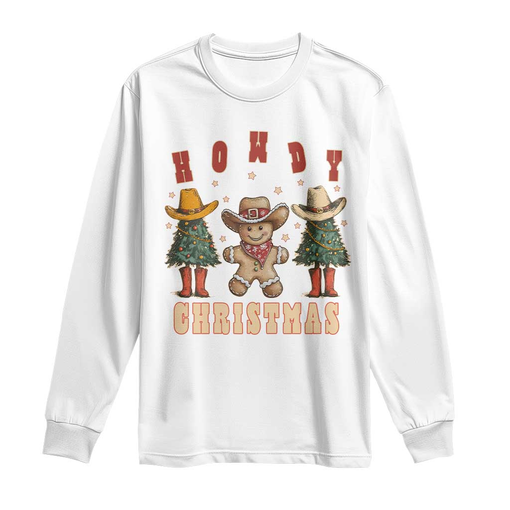 Howdy Christmas Long Sleeve Shirt Cowboy Cactus Xmas Tree TS09 White Print Your Wear
