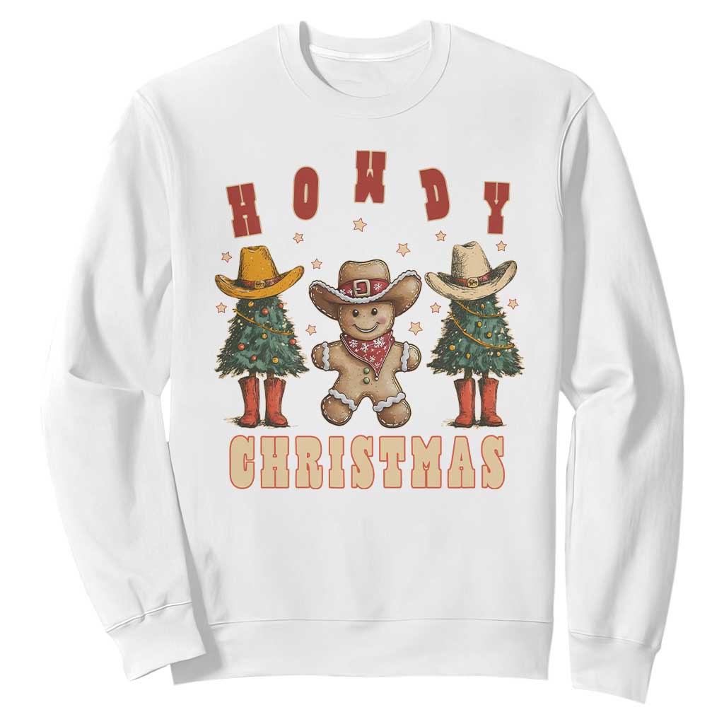 Howdy Christmas Sweatshirt Cowboy Cactus Xmas Tree TS09 White Print Your Wear