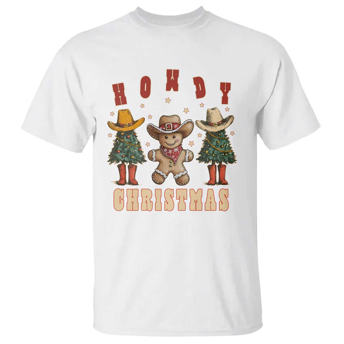 Howdy Christmas T Shirt Cowboy Cactus Xmas Tree TS09 White Print Your Wear